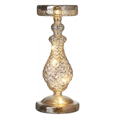 Mottled Glass Candle Holder with LED Light 24 cm